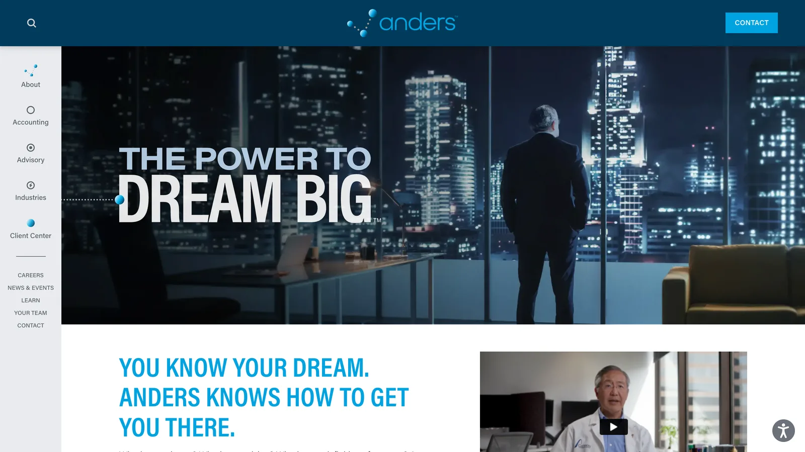 Screenshot of the Anders accounting website homepage