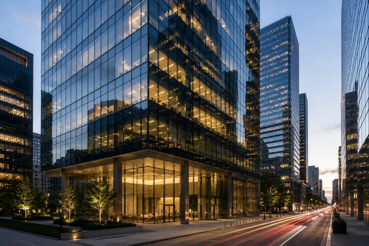 Modern corporate skyscraper exterior
