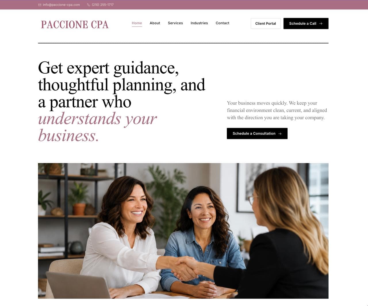 After Studio Ledger redesign for Paccione CPA